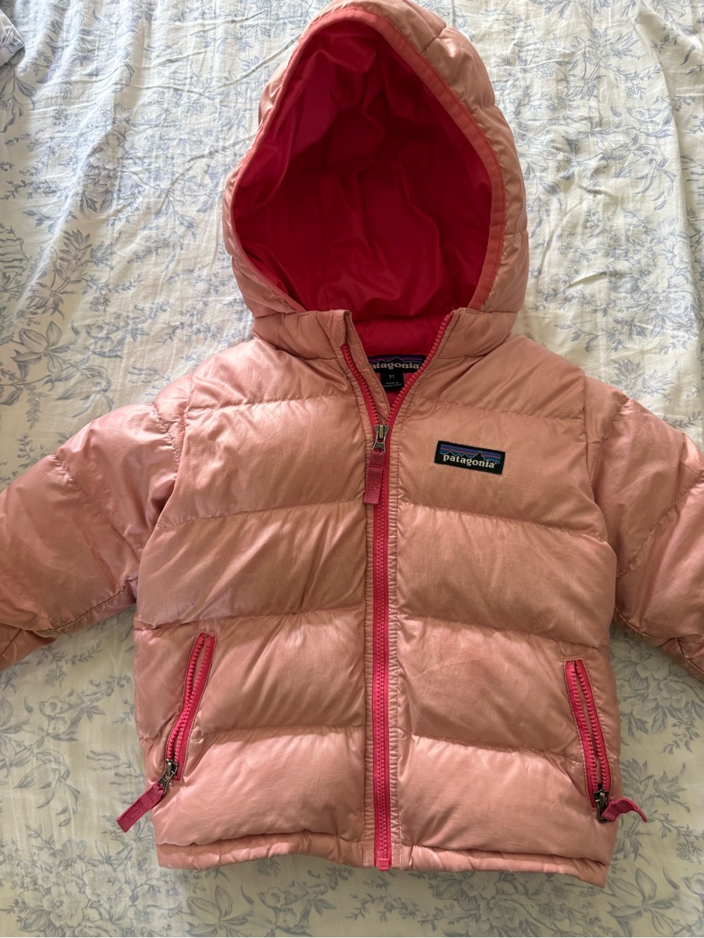 2T Patagonia Kids' Pink Hooded Puffer Jacket